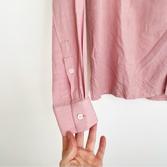 Sandro Oversized button down shirt long sleeve pale pink collared office chic S - Picture 11 of 13